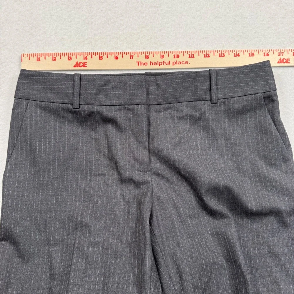 J Crew 1035 Trousers Womens 8P Gray Pinstripe Super 120s Wool Wide Leg Flare